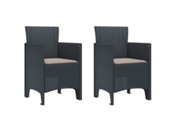 Vidaxl Cadeira De Jardim 2 Pcs Antracite 53 X 49 X 85 Cm Polipropileno