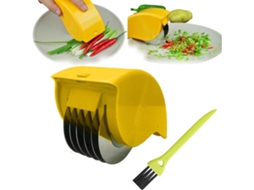 Picador de Salsa/picador de Ervas Manual com 6 Lâminas Removíveis de Aço Inoxidável MDUG (amarelo)