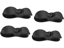 Conjunto De 4 Organizadores De Cabos Em Silicone Tpu Com Abraçadeiras Adesivas Pretas.