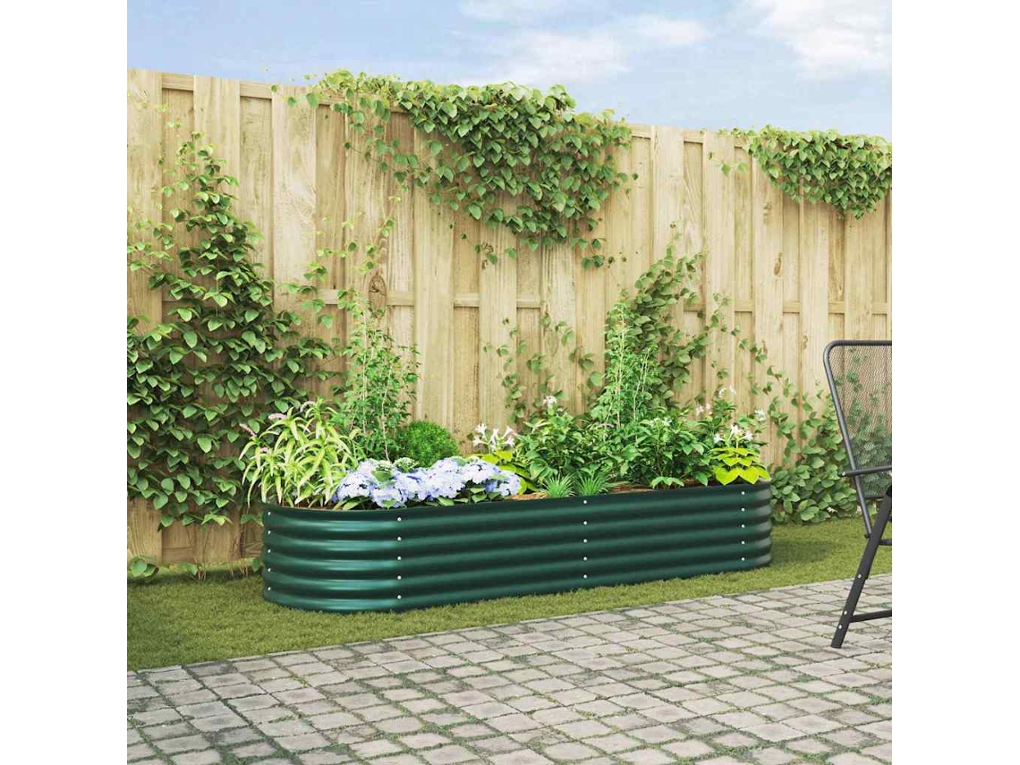 Vidaxl Cama Elevada Verde 240 X 80 X 44 Cm Aço