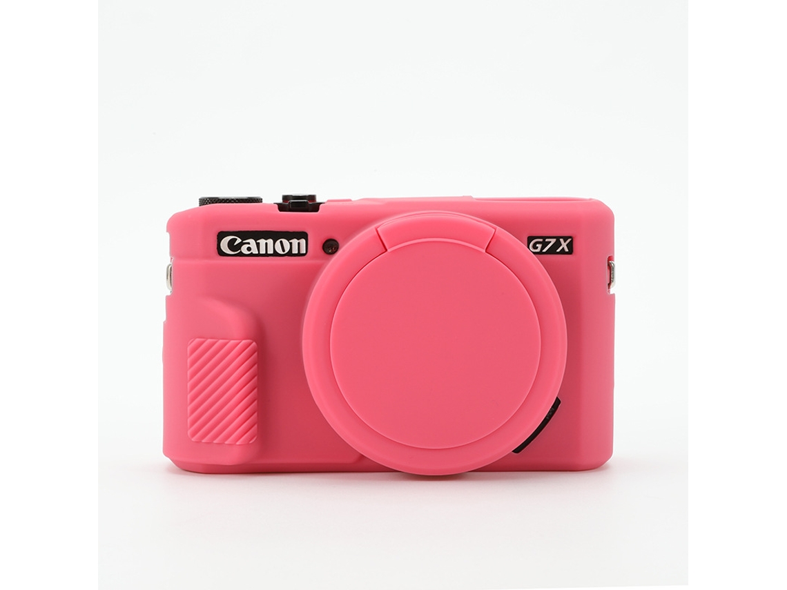 Capa CHRUI para Canon Powershot G7 X Mark Ii Silicone com Tampa da Lente Vermelho Rosa