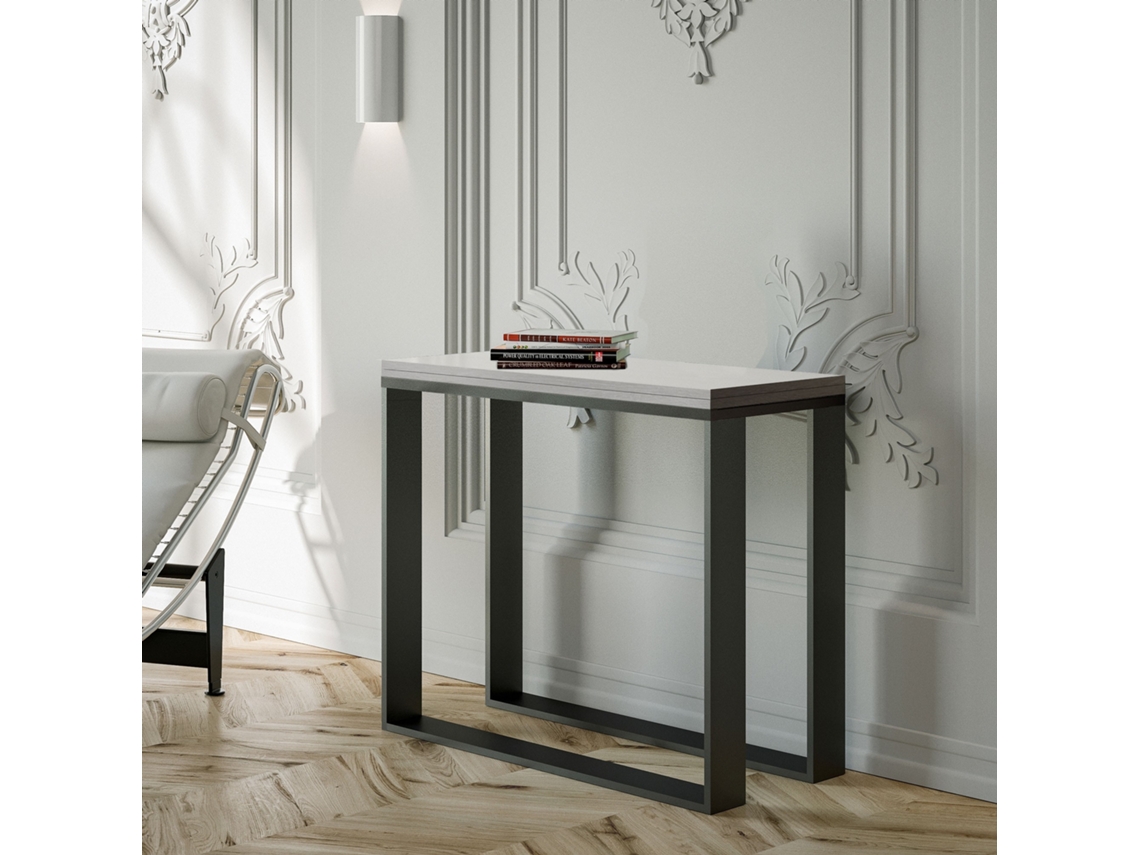 Consolas Elettra Libra Extensível até 90 cm ITAMOBY (90 x 45 x 80 cm - Painéis em Melamina - Cinza Branca)