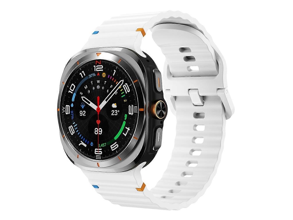 Pulseira De Silicone Com Textura Ondulada E Costurada Para Samsung Galaxy Watch Ultra 47mm