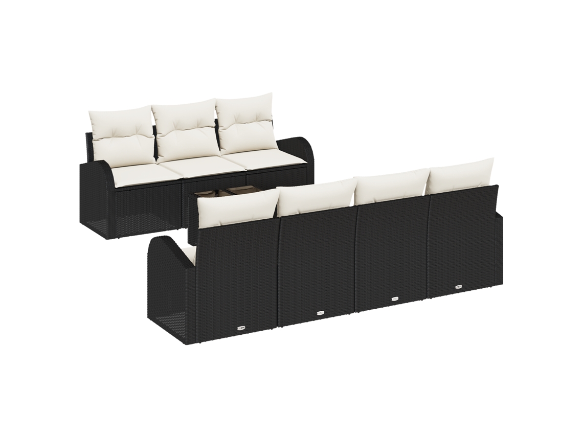 Conjunto 8 Sofá De Jardim Vidaxl Preto Vime Pe (55 X 55 X 37 Cm)