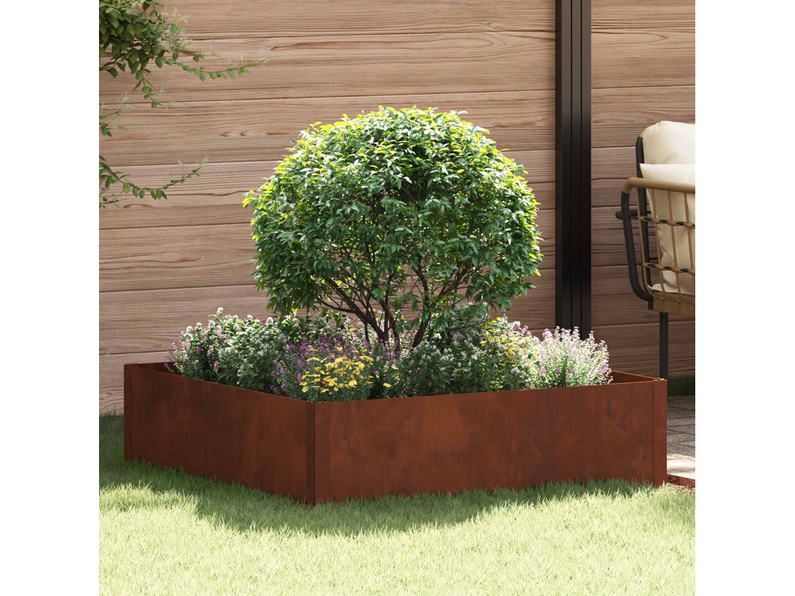 Vidaxl Acabamento Para Gramado 100 X 100 X 35 Cm Aço Ferro Enferrujado