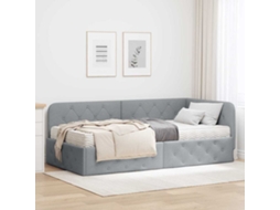 Vidaxl Estrutura De Cama De Canto Cinzento-claro 90 X 190 Cm Tecido
