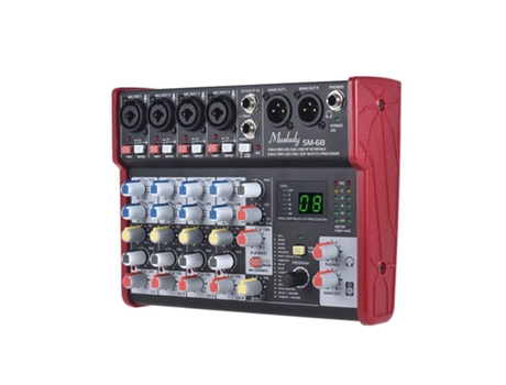 Mesa de Mistura Sm-68 de 6 Canais com Placa de Som Usb e 16 Efeitos ? Muslady By Goeik