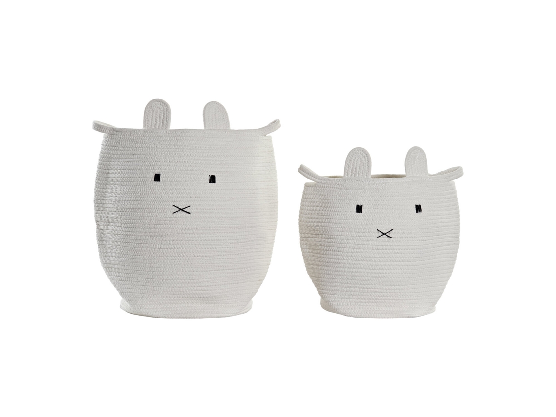Conjunto de 2 Cestos de Roupa Suja em Algodão Branco, 35x35x49cm ALEXANDRA HOUSE LIVING