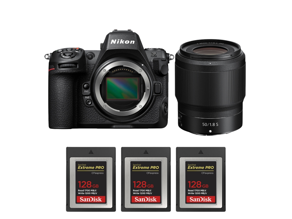 Z8 + Z 50mm F/1.8 S + 3 Sandisk 128gb Extreme Pro Cfexpress Type B Máquina Fotográfica Híbrida Full frame + Ebook Pricedirect NIKON