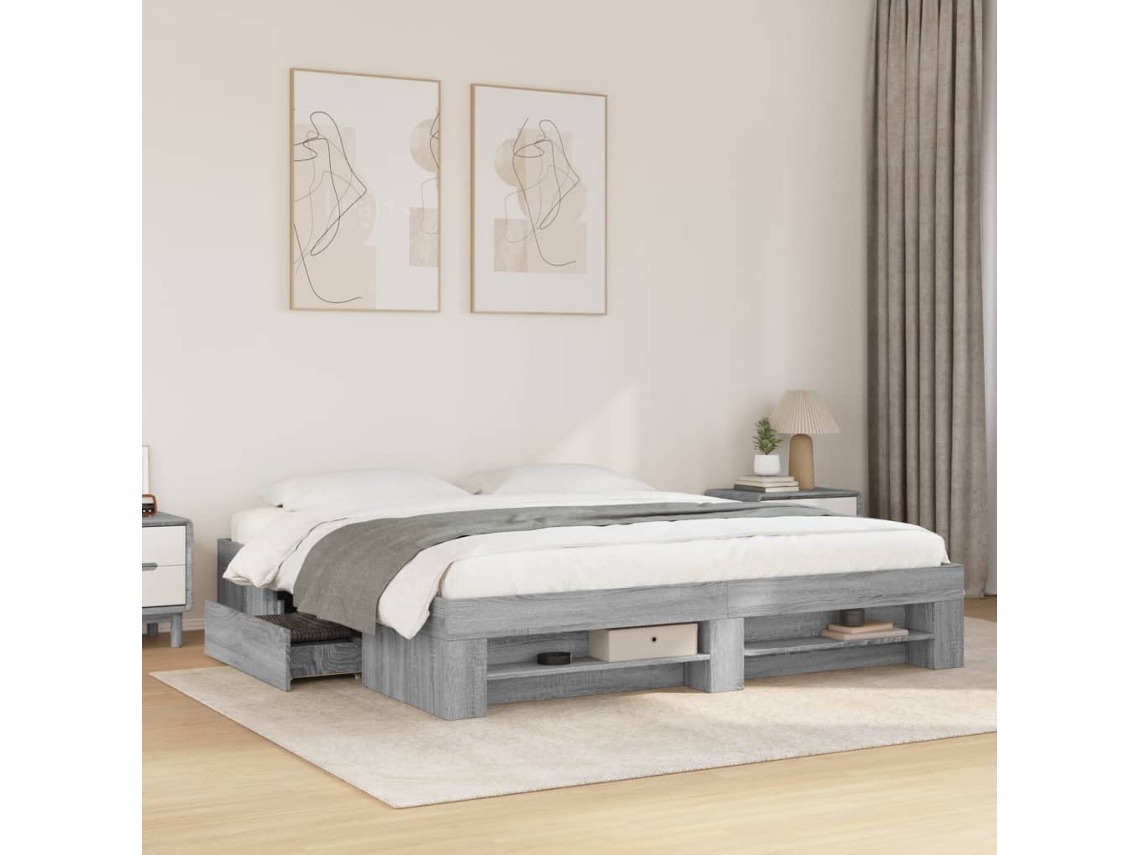 Vidaxl Estrutura De Cama Sem Colchão 180x200 Cm Sonoma Cinzento