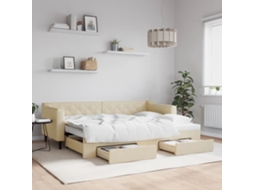 Vidaxl Sofá-cama Com Gavetão E Gavetas 80x200 Cm Tecido Cor Creme