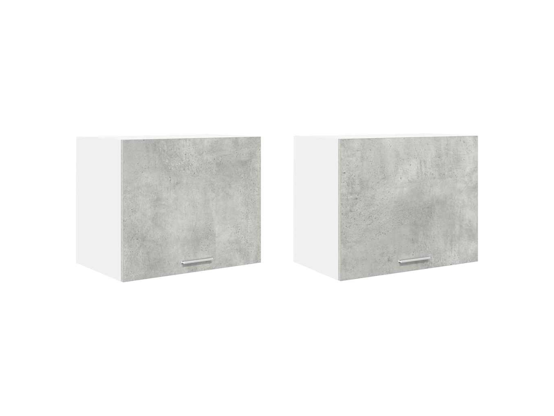 Conjunto de 2 Armários Suspensos Cinza Concreto e Branco (50x31x40 cm)