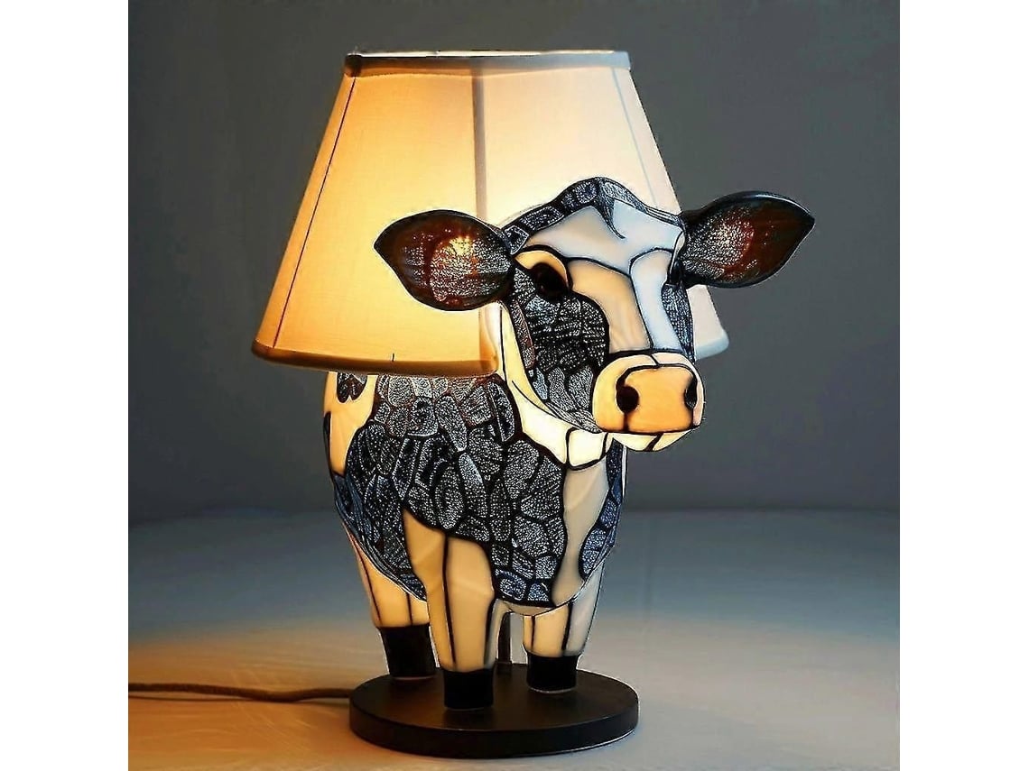 Abajur De Mesa Retrô Em Formato De Vaca, Com Portas Usb-a E Usb-c, Perfeito Como Presente Para Meninas E Mães.