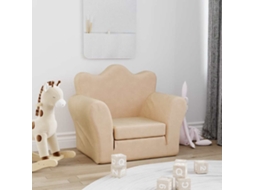 Vidaxl Sofá-cama Infantil Peluche Macio Creme