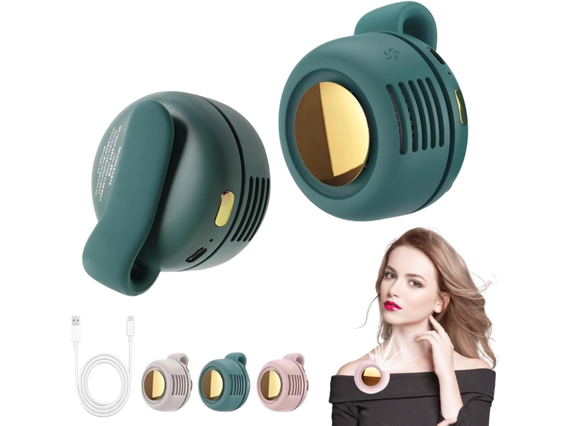 Ventilador Sem Pás Ventilador Recarregável Via Usb Ventilador Portátil para Pescoço Verde Escuro MISSCA