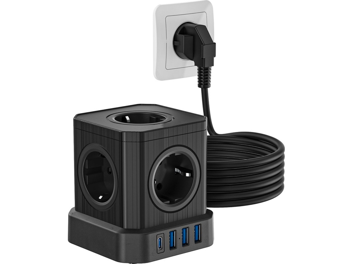 Soquete Multifuncional USB C 20 W com 5 Tomadas e 4 USB YANYXR