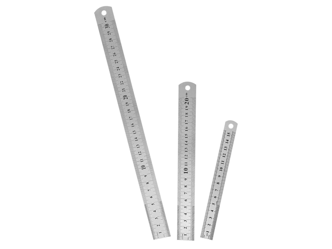 Régua Healvian De Aço Inoxidável, 3 Peças, Para Decoração Escolar Régua Dupla Face Portátil E Leve, Ideal Para