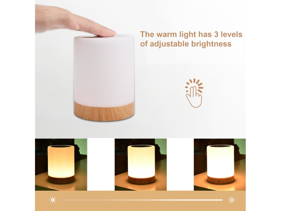 Laxiscreed Luz Noturna Led Com 7 Cores E Textura De Madeira, Perfeita Para Ambiente De Cabeceira