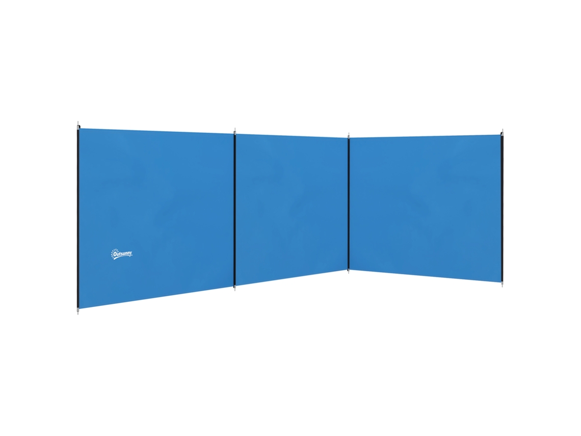 Tela Proteção Vento Camping 4 Hastes Aço 540x150cm Bolsa Transporte Azul