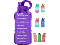 2026 botella de Agua de 1 Galón Con Marcador de Tiempo Y Caña Anti fugas para Fitness Y Hábitos Saludables Morado