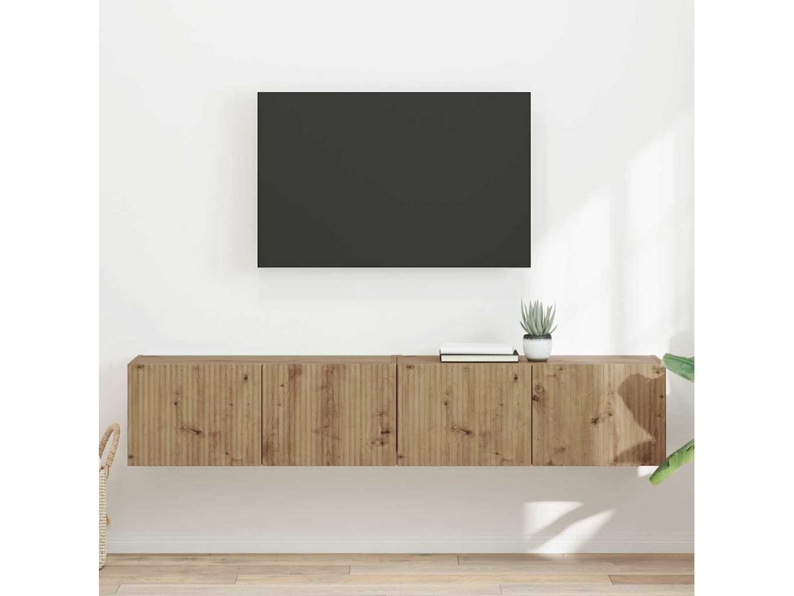 Vidaxl Armário De Tv De Parede 2 Unid. Carvalho Artesanal
