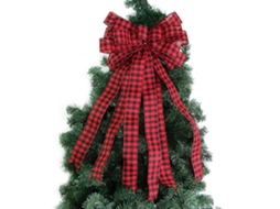 Laxiscreed Enfeite De Natal Com Laço Grande E Padrão Houndstooth Preto E Branco, Pack De 2