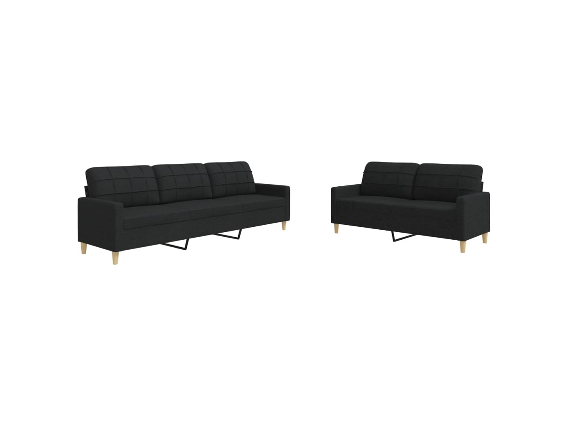 Maison Exclusive - 2 Pcs Conjunto De Sofás Tecido Preto