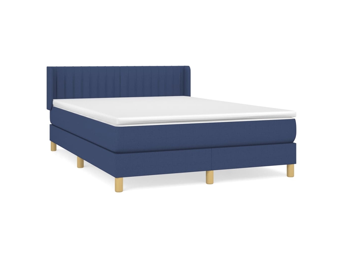 Cama com Molas/colchão 140x190 Cm Tecido Azul MAISON EXCLUSIVE
