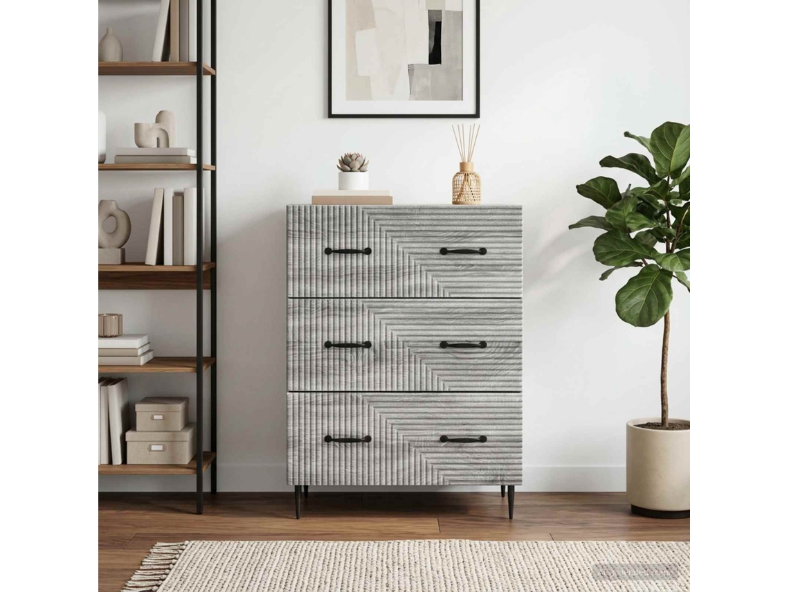 Vidaxl Gabinete De Gavetas Sonoma Cinzento 66 X 34,5 X 89,5 Cm