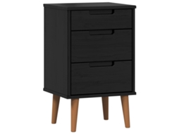 Conjunto 1 Armário De Cabeceira Vidaxl Preto Madeira De Pinho Maciça (40 X 35 X 65 Cm)