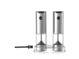 Conjunto De Moedor Elétrico De Sal E Pimenta Com Base Moedor Automático De Pimenta Aquaforge