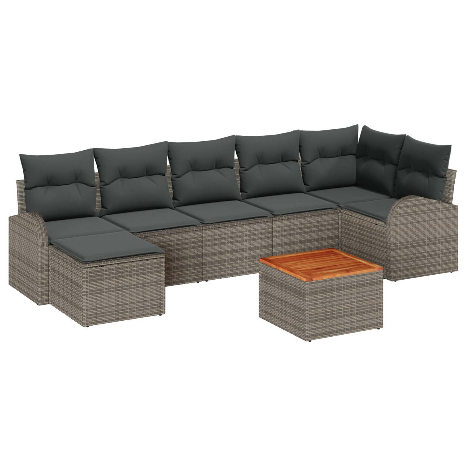 Conjunto 8 Conjunto De Sofá De Jardim Vidaxl Cinzento Vime Pe (289 X 124 X 69 Cm)