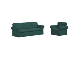 Maison Exclusive - Conjunto De Sofás 2 Unid. Verde Escuro Tecido