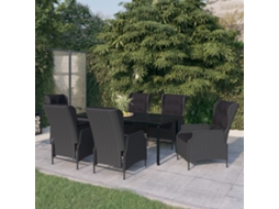Vidaxl 7 Pcs Conjunto De Jantar Para Jardim Cinzento-escuro
