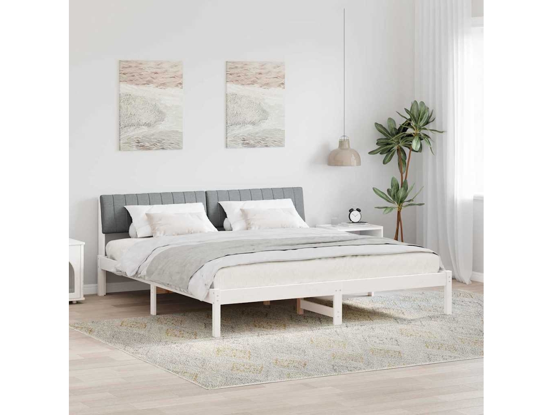 Vidaxl Estrutura da Cama Branco e Cinza Claro 180 X 200 Cm