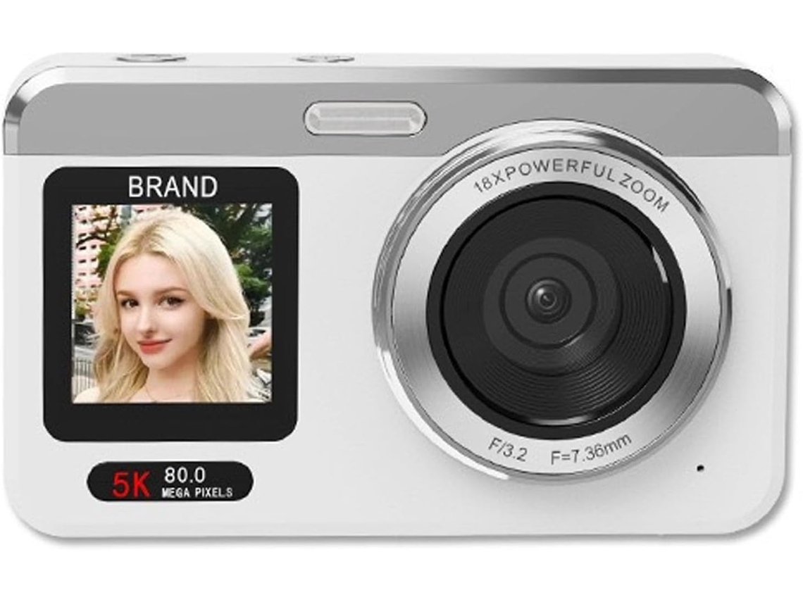 Câmera Digital De Tela Dupla 5k 80mp, Câmera Para Vlogs Com Foco Automático E Zoom De 18x, Flash Led E