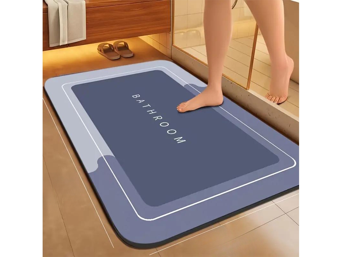 Tapete De Banheiro De Terra Diatomácea (azul), Resistente A Manchas E Antiderrapante Tapete De Cozinha Absorvente E De Secagem Rápida.