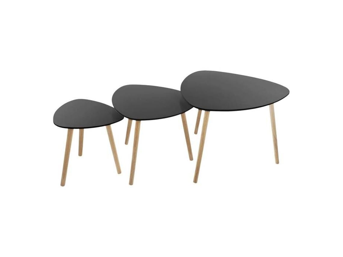 Mileo Conjunto de Mesa de Centro Preto de 3 ATMOSPHERA Preto