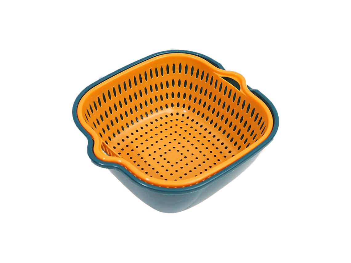 Coador De Frutas E Vegetais Multicamadas Para Cozinha Com Buraco Para Pendurar Azul E Amarelo 23x21,5x9cm Other