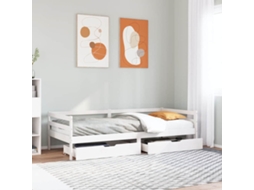 Vidaxl Sofá-cama C/ Gavetas 90x200cm Madeira De Pinho Maciça Branco