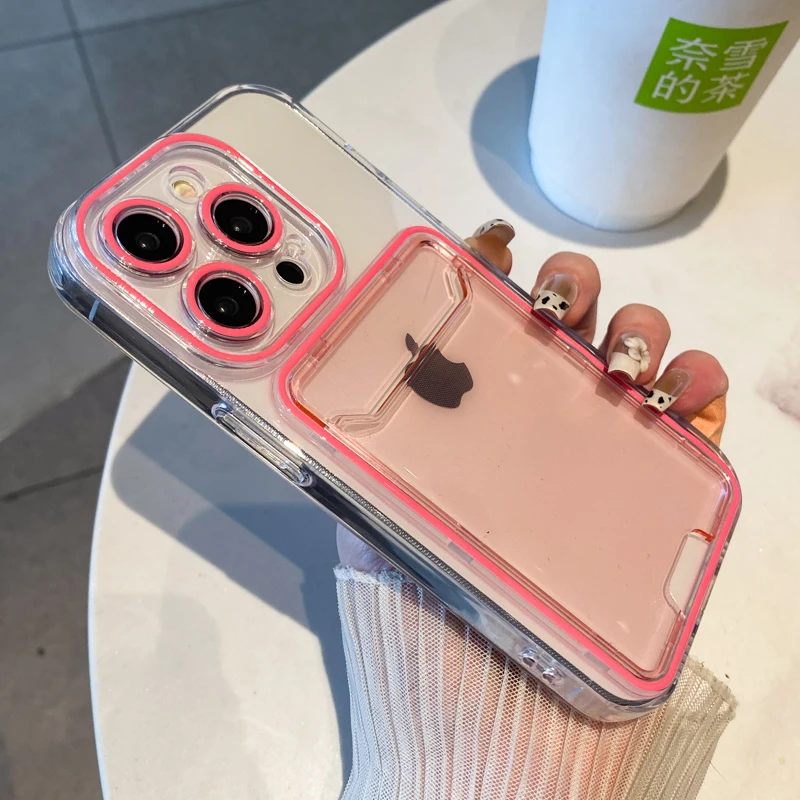 (iphone 16 Pro Rosa) Ranura Para Tarjeta, Marco Tipo Cartera, Hecho De Material Tpu Suave.