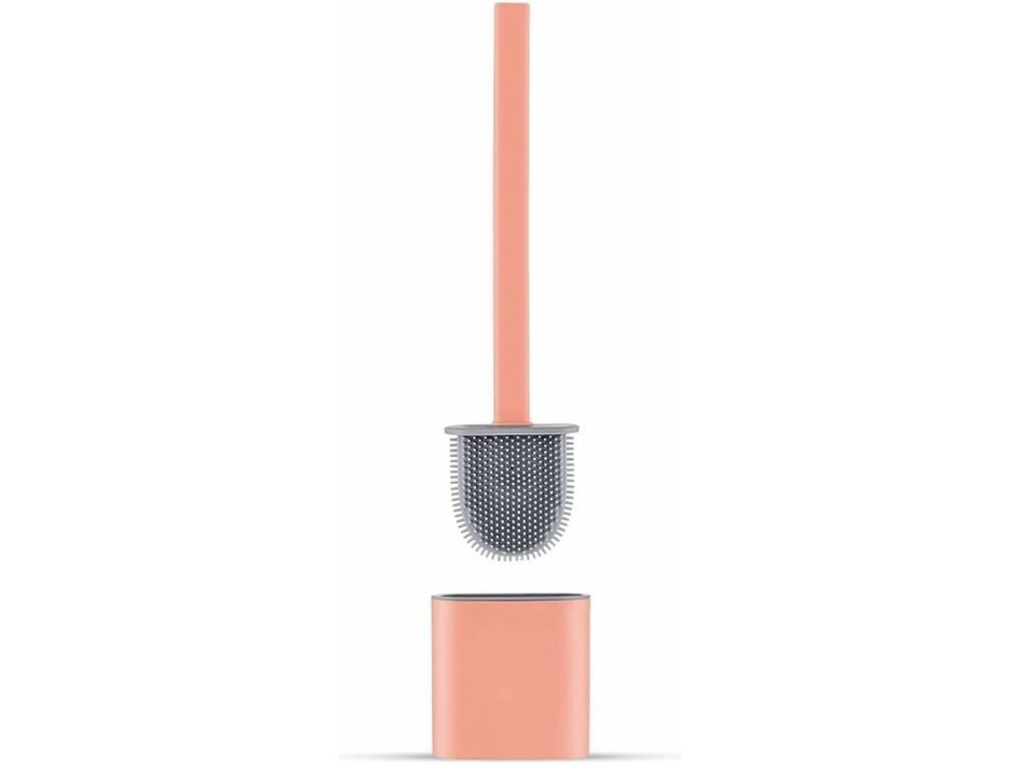 Suporte de escova de vaso sanitário Nova Line de silicone, anti gotejamento, antibacteriano, rosa