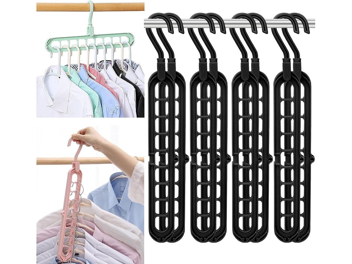 Cabide 9 Em 1 Salva Espaço, Cabide Mágico Giratório 360°, Cabide Laminado Multiuso, Organizador De Guarda Roupa