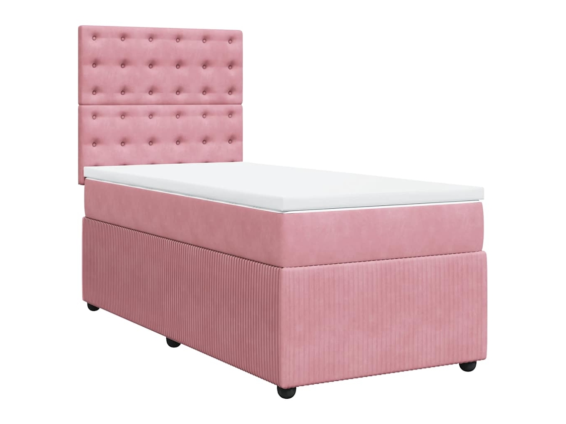 Cama com Molas/colchão 90x190 Cm Veludo Rosa MAISON EXCLUSIVE