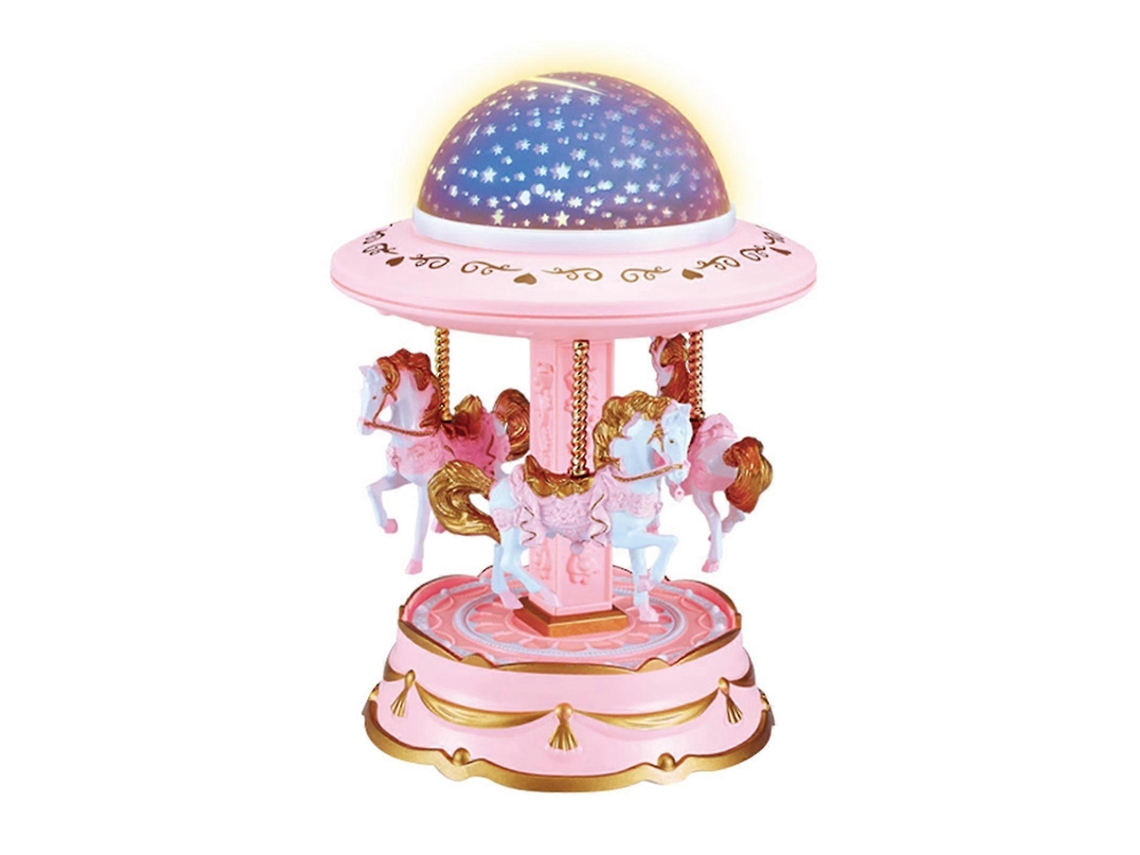 Caixa de Música Carrossel com Projeção de Estrelas para Meninas, Presente de Natal AQUAFORGE
