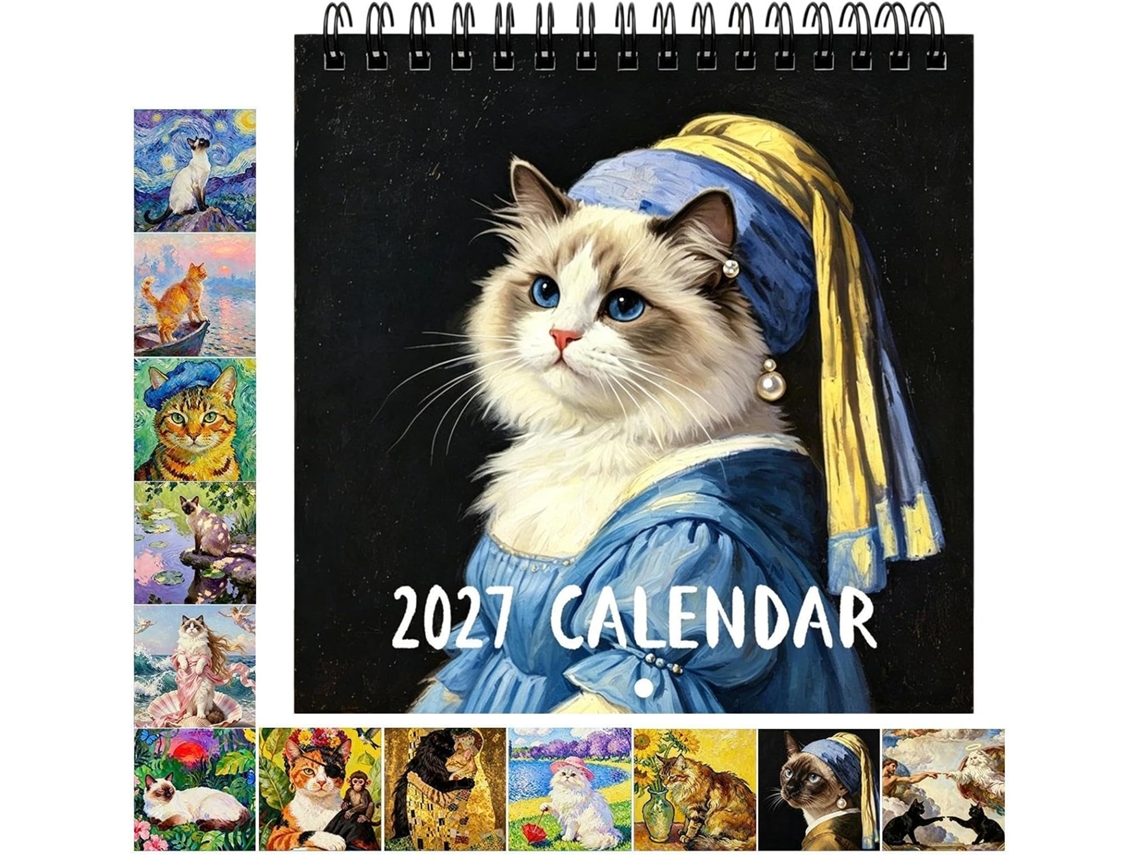 Calendário De Parede De 2027 Com Tema De Gato