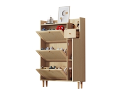 Aparador Estilo Camponês 100x90x37cm Com 2 Portas Corrediças E Prateleiras Reguláveis, Móvel Prático Para Sala E Sala De Jantar
