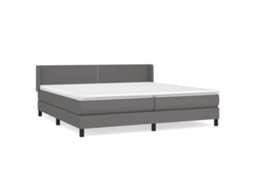 Cama com Molas e Colchão Couro Artificial Cinzento MAISON EXCLUSIVE (200x200 cm)