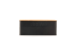 Caixa De Pão Metal Com Tampa Bambu 38X18Cm Preta Cosy
