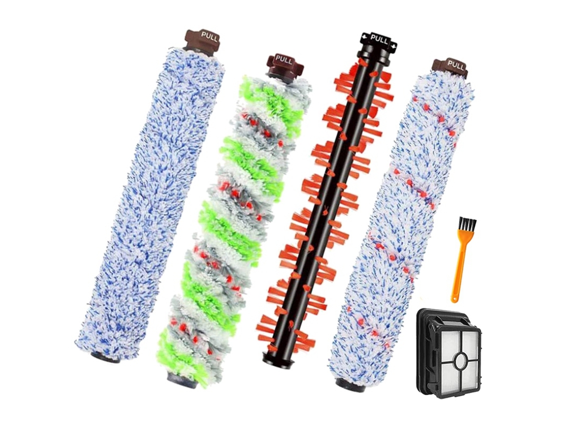 Para bissell crosswave 1866 1785 2052 1713 2225 aspirador de pó 4 peças escovas rolo 1 filtros 1 escova de limpeza
